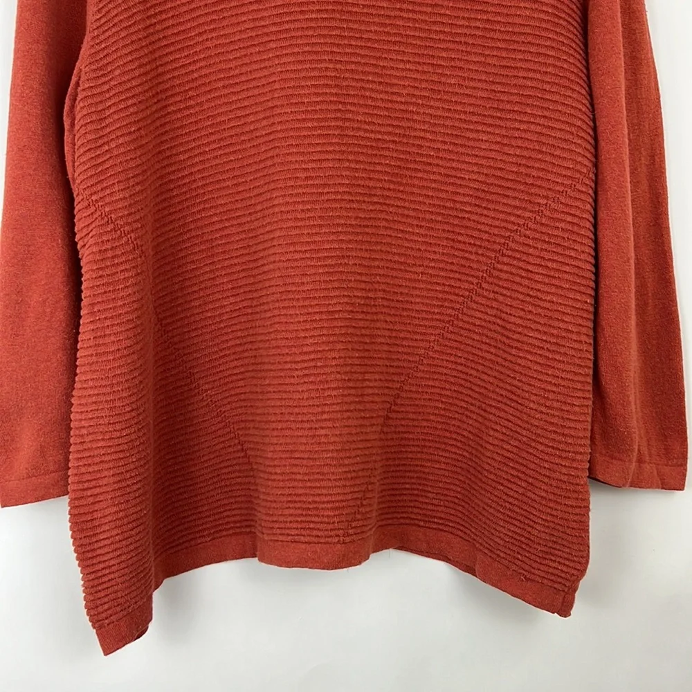 CHRISTOPHER & BANKS pullover sweater shirt orange ribbed texture orange … - Picture 4 of 8